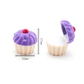 Cupcake shaped jewelry box dimensions showing height of 57mm and base width of 45mm - 31# Purple Cake