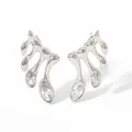 Silver vintage branch stud earrings with marquise-cut cubic zirconia in sleek steel - Silver/White