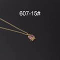 Golden jellyfish necklace with pink zircon stone on minimalist cable chain - Pink Jellyfish Octopus Style (607-15#)