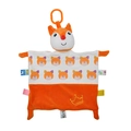 Fox plush baby security blanket with orange teething ring and colorful sensory tags - Orange Fox