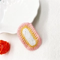 Handmade knitted oval hair clip accessory in pink yellow and white colors - 9# White Center Oval Pink