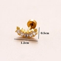 Vergoldeter bogenförmiger Knorpelstecker mit fünf klaren Zirkonia und 1,2 cm Breite Maßen - Tropfenförmiges Gebogenes Zirkon / Gold 8#