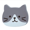 Cute grey and white cat shaped silicone coaster with non-slip heat resistant surface - Gray and White Cat / 10x8cm