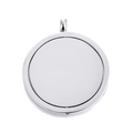 Modern silver rotating double-layered round pendant charm with smooth stainless steel finish - Silver
