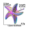 Iridescent starfish stud earring in 304 stainless steel with 1.2cm dimensions - Bionic Starfish-Rainbow