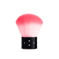 Brosse à ongles dégradé rose avec manche court noir et motif à pois argentés élégant - Base De Pinceau À Poussière Rose