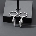 Orecchini punk in argento con ciondoli a cono incisi in stile vintage da uomo - Coppia di Pendenti a Cerchio Geometrici / Argento