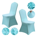 Light blue stretch chair cover for weddings with fabric details and elasticity display - M / Standard Type / Daphne Blue