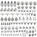 Set of 100 antique silver Halloween charms including spiders pumpkins and skull pendants - HK453-Halloween Theme Mixed-100pcs