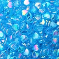 Translucent blue heart beads with AB iridescent finish for DIY jewelry making - Lake Blue Heart / 19g/Pack (Approx. 100pcs)