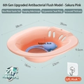Sakura pink sitz bath for toilet with blue manual flushing pump and ergonomic seat - [PP] Solid Pink + Flusher + Hook