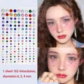 Colorful 162pcs self-adhesive acrylic rhinestones for face and eye makeup in 4mm 5mm 6mm - 126 Mixed Color Rhinestones