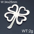 Silver hollow four-leaf clover stainless steel pendant 34x25mm for necklace - Hollow Clover-Steel Color(KLJ6495-Z) / 34x25mm