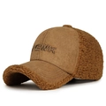 Brown fleece baseball cap with suede paneling and FEWK embroidery for autumn winter - Adjustable / Coffee