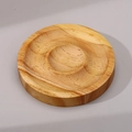 Round wooden bead sorting tray with natural grain finish for bracelet crafting - Round Pine Oil Finish