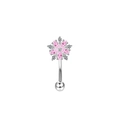 Piercing de ceja en acero con flor de circón rosa y diseño de barra curva elegante - Estilo Flor Rosa (EW231124002)