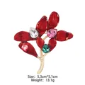 Elegante spilla a rosa dorata con smalto rosso e strass di cristallo colorati 5,3x5,1cm - Fiore in Strass Colorato Petalo Rosso