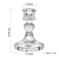 Clear glass diamond candle holder variant with 10.3cm height and 7.7cm base diameter - Striped Transparent