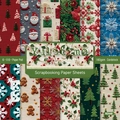 Yuletide themed scrapbooking paper pad featuring 12 vintage embroidery designs 6x6 inch - R2449 24 Sheets