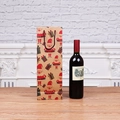 Sac cadeau de Noël en papier kraft pour vin avec motifs de Père Noël et boîtes cadeaux - Père Noël avec Chapeau