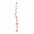 Close-up of silver spiral metal hair clip with pink crystal beads for braids - Silver Base Pink Long