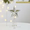 Étoile de sapin de Noël argentée 11cm avec motif rétro ajouré et base spirale de 18cm - 11 cm (Style LF2025) / Argenté
