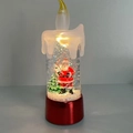 Christmas LED snow globe candle with Santa Claus and festive glitter in red base - Small Water Candle Red Base Santa