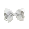 Light gray grosgrain ribbon bow hair clip for children with elegant duckbill clip - White