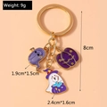 Detail showing dimensions of Halloween keychain with enamel ghost and pumpkin charms - Ghost Pumpkin