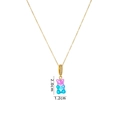 Detail view of gradient resin bear pendant with 2.0cm height and 1.2cm width dimensions - Red & Blue