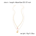 Detail of layered starfish and shell necklace with pearls showing 46cm chain length - Double-layer Starfish Pink NC25Y0010