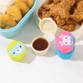 Mini portable squeeze condiment bottles with cute animal lids in four pastel colors - Round Cap Boxes Set of 4
