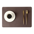 Dark brown rectangular leather placemat with refined texture and heat resistance - 43*30cm / Coffee