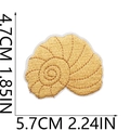 Detailed view of seashell embroidery patch in yellow with precise dimension markings - Yellow Shell