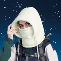 Beige 3-in-1 winter hood scarf mask with faux fur lining and quilted fabric - Off-White (Adult)