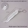 Lifelike PVC shrimp keychain pendant in translucent milky white with metal ring - Transparent Straight Shrimp (Keychain/Painted Eyes)