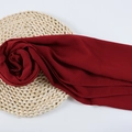 Elegant long chiffon headscarf in deep burgundy with a delicate floral fold detail - 99