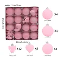 Specifiche dettagliate delle dimensioni per set da 32 pezzi di addobbi natalizi rosa - Rosa