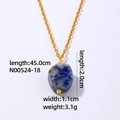 Gold necklace with irregular blue and white natural stone pendant measuring 2.0x1.1cm - Gold + Sodalite