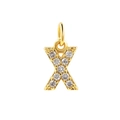 Micro-pave zircon letter X pendant in 18k gold plating for DIY jewelry making - Gold-X