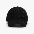 Distressed black cotton baseball cap featuring vintage ripped details and a street style - Black
