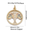 Golden tree of life pendant with zircon inlays in polished copper for DIY necklaces - Colorful Tree of Life Style (CX121-6)