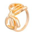 Polished golden stainless steel ring featuring a stylish twisted knot bow design - Gold Bow Ring (02 Gold N-200)