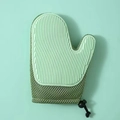 Green pet grooming glove with silicone massage bristles and mesh fabric for cat bath - Double Sided Grooming Glove / Light Green