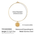 Detail view of 18K gold plated stainless steel sun pendant necklace with size measurements - Sun Face Style (YYCH025002)