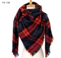 Autumn winter cashmere feel oversized red and black checkered square scarf with tassels - 140x140cm / 12# Red Multicolor Plaid