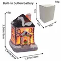 Light-up Christmas resin cottage with snow accents and warm LED window lights - Black Top Glowing House Style A (DD2-19)