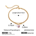 16k gold-plated stainless steel double-layer anklet with purple butterfly charm - Purple Butterfly Style (JDAW2403004)