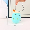 Lake blue bubble tea plush keychain with 12cm height and cute fruit embroidery - Round Buckle / 12cm / Blue