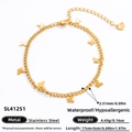 Pulsera de mariposa en acero inoxidable chapado en oro de 18k con detalle de corazón - Colgante De Mariposa